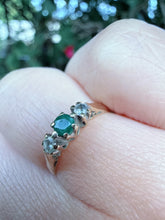 Vintage 1986 9ct Gold Emerald Diamond Ring Size H