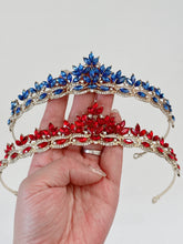 Women Bride Girl Party Blue Or Red Crystal Princess hair headband Tiara Crown