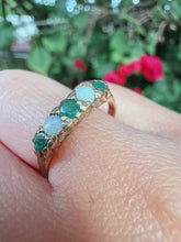 Birmingham 1976 9ct Gold Emerald Opal Five Stone Ring Size P