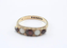 Vintage Birmingham 9ct Gold Garnet Opal Ring