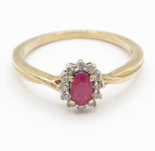 Vintage Sheffield 9ct Gold Ruby Diamond Ring Size M 1/2