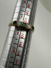 Birmingham 1976 9ct Gold Emerald Opal Five Stone Ring Size P