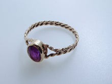 British Vintage 9ct Gold Purple Amethyst Solitaire Ring