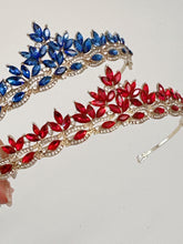 Women Bride Girl Party Blue Or Red Crystal Princess hair headband Tiara Crown