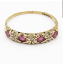 Vintage 1986 Ruby Diamond Eternity Ring 9ct Gold Size O