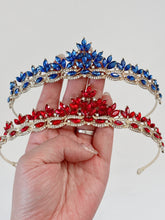 Women Bride Girl Party Blue Or Red Crystal Princess hair headband Tiara Crown