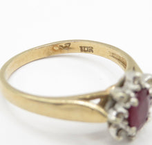 Vintage 10K Gold Ruby & Diamond Halo Ring Size L