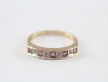 Vintage 9ct Gold Ruby Diamond Eternity Ring Size N