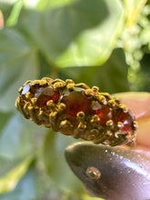 Vintage British 9ct Yellow Gold Garnet Five Stone Ring Size M1/2