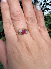 Vintage 9ct Gold Ruby Diamond Ring Size L