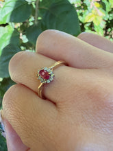 Vintage Sheffield 9ct Gold Ruby Diamond Ring Size M 1/2
