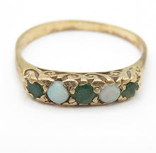 Birmingham 1976 9ct Gold Emerald Opal Five Stone Ring Size P