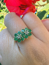 Vintage 1978 9ct Gold Emerald Diamond Flower Ring Size M1/2