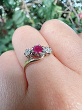 Vintage 9ct Gold Ruby Diamond Ring Size L