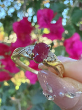 Vintage 9ct Gold Pink Ruby & Diamond Dress Ring – Size S