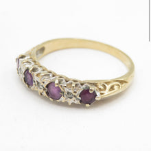 Vintage Sheffield 9ct Gold Amethyst Diamond Ring Size N