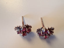 Vintage Birmingham 1979 9ct Gold Ruby Cluster Earrings