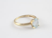 Vintage 1980s 9ct Gold Aquamarine Solitaire Ring Size K