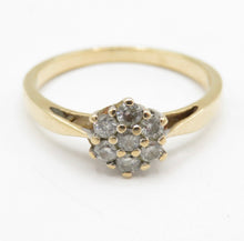 Vintage 9ct Gold Diamond Daisy Ring Size M