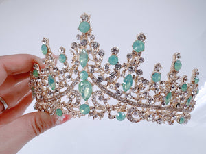 Mint Green Crystal Tiara - Elegant Tiara for Weddings & Events