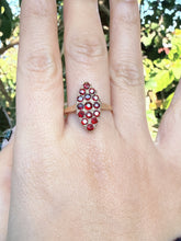 Vintage 9ct Gold Garnet Cluster Ring Size P