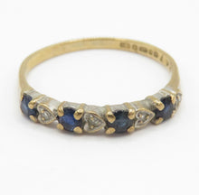 Vintage 9ct Gold Sapphire Diamond Ring Size K London 1986