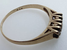 Vintage London 9ct Yellow Gold Natural Navy Sapphire Trilogy Ring