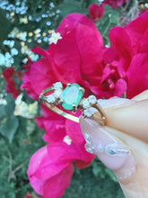 Vintage 2005 9ct Gold Emerald & Diamond Ring Size N