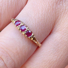 Vintage Birmingham 9ct Yellow Gold Pink Ruby Ring Size M 1/2