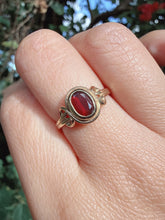 Vintage Birmingham 9ct Gold Natural Garnet Oval Bezel Ring Size L