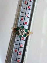 Vintage 1986 9ct Gold Emerald Flower Cluster Ring Size N