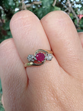 Vintage 9ct Gold Ruby Diamond Ring Size L