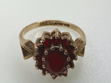 Vintage 1979 9ct Gold Garnet Cluster Ring Size L1/2 2.3g