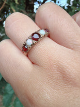 Vintage Birmingham 9ct Gold Garnet Opal Ring