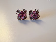 Vintage Birmingham 1979 9ct Gold Ruby Cluster Earrings