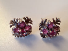Vintage Birmingham 1979 9ct Gold Ruby Cluster Earrings