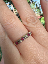 Vintage 1986 Ruby Diamond Eternity Ring 9ct Gold Size O