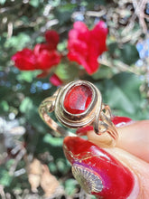 Vintage Birmingham 9ct Gold Natural Garnet Oval Bezel Ring Size L