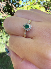 Vintage Birmingham 9ct Gold Emerald Diamond Ring Size N