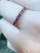Vintage 1983 London 9ct Gold Pink Gemstone Half Eternity Ring Size O