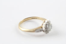 Vintage Birmingham 9ct Gold Aquamarine Diamond Halo Cluster Ring