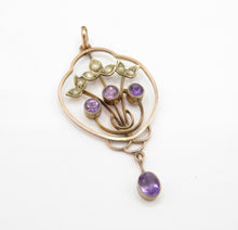 Antique Edwardian 9ct Rose Gold Amethyst Pendant