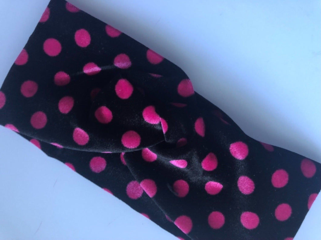 Black_Pink_Dots cross headband