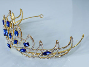 Blue Crystal Princess Tiara - Elegant Tiara for Weddings & Events