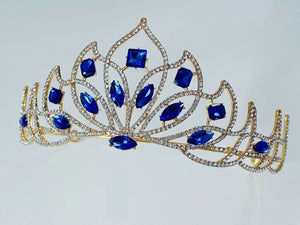 Blue Crystal Princess Tiara - Elegant Tiara for Weddings & Events