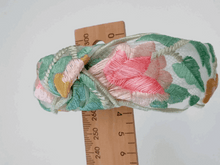 Embroidered Floral Mesh Headband – Pastel Vintage Wide Hairband for Women & Girls