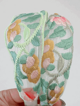 Embroidered Floral Mesh Headband – Pastel Vintage Wide Hairband for Women & Girls