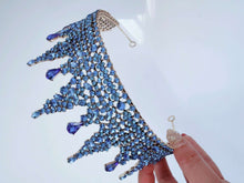 Sapphire Blue Rhinestone Crown – Luxury Bridal Tiara for Weddings