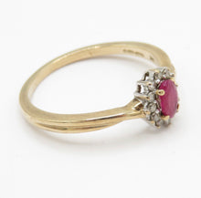 Vintage Sheffield 9ct Gold Ruby Diamond Ring Size M 1/2
