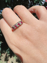 Vintage 9ct Gold Ruby Diamond Gypsy Ring Size Q